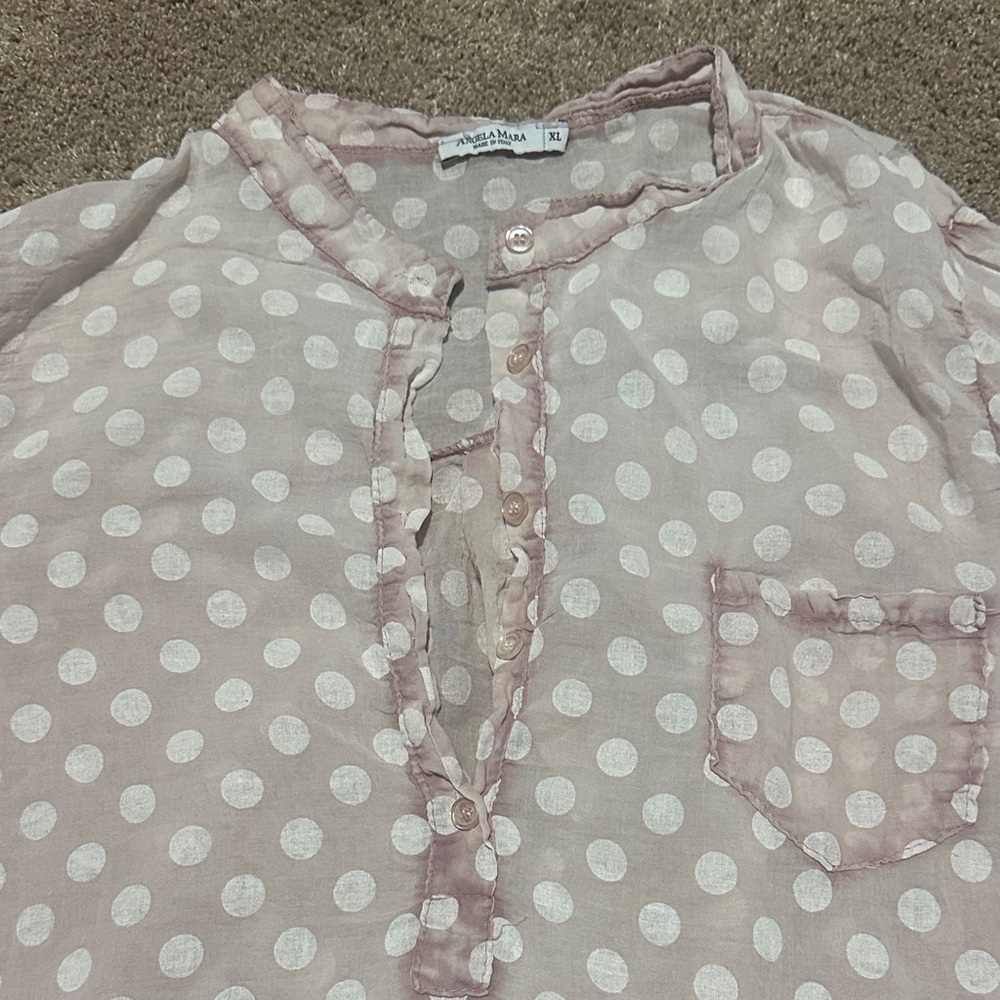 Angela Maria Pearl Light Pink Polka Dot Blouse - Picture 2 of 5